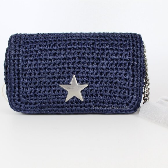 NEW STELLA MCCARTNEY Star Faux Raffia Chain Shoulder Bag - Picture 1 of 16
